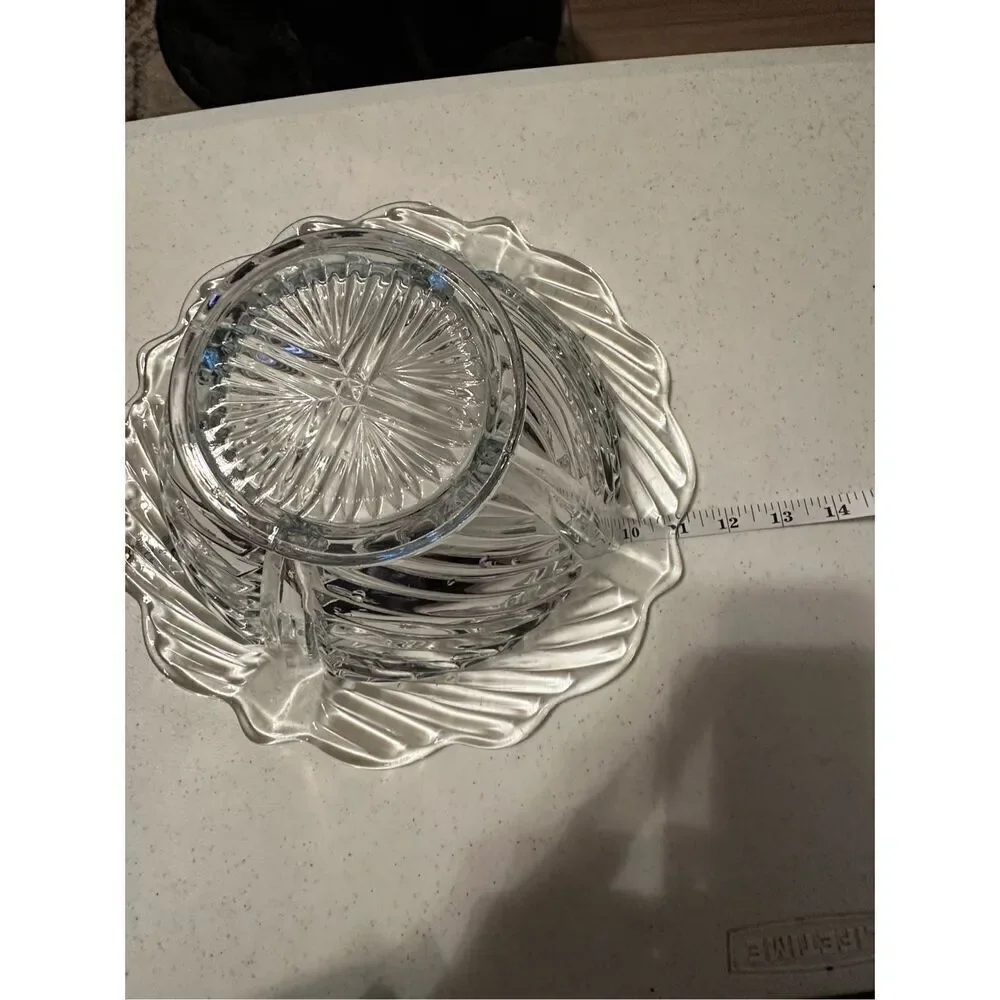 Vintage Clear Indian Swirled Design Glass Bowl
